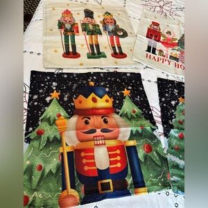 Set of four nutcracker Christmas throw pillow covers 15 1/2 by 15 1/2 inches
